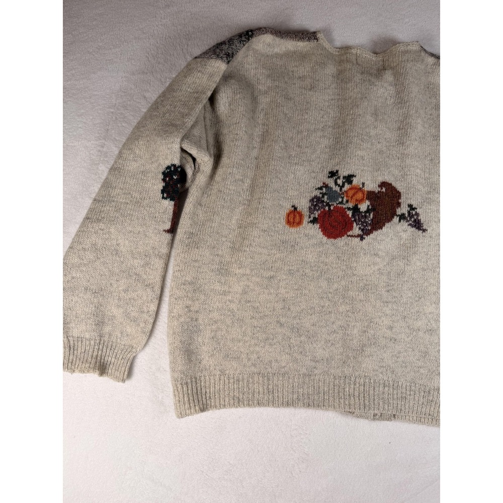 Woolrich Cardigan Sweater Womens Large Beige 100% Wool Fall Harvest Apple Knit - Picture 15 of 16